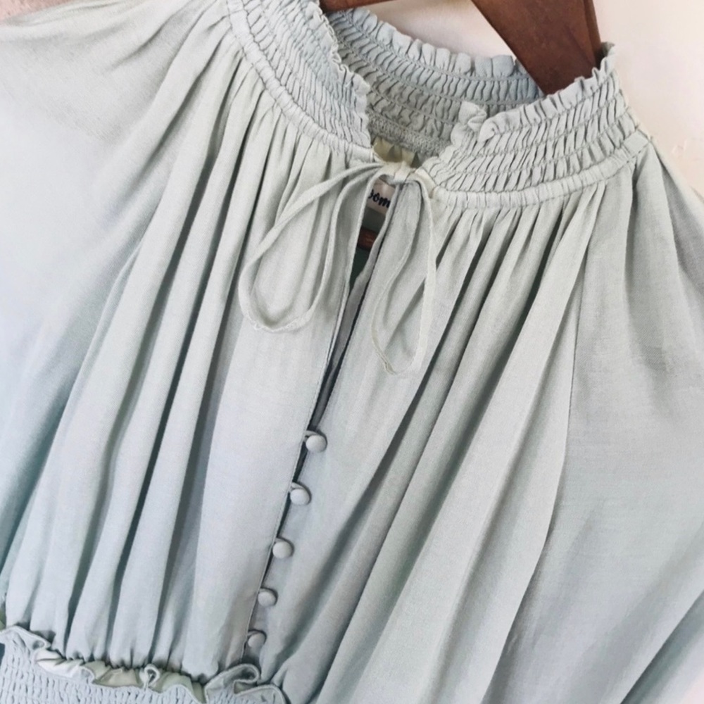 Y2K Smocked High Collar Long Sleeve Blouse - Picture 9 of 10
